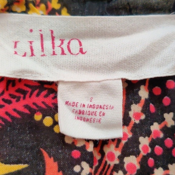 Lilka Anthropologie Black Bird Print Boho Chic Top - Picture 4 of 4